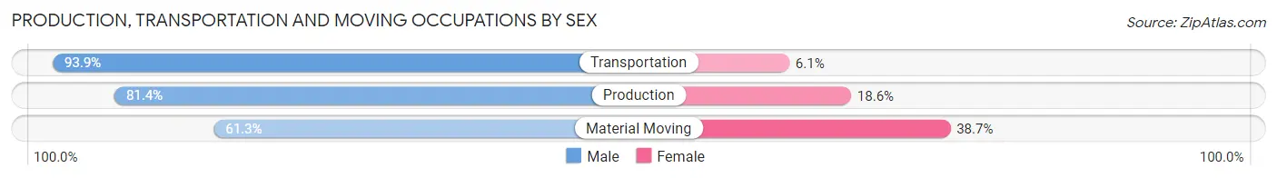 Production, Transportation and Moving Occupations by Sex in Zip Code 37190