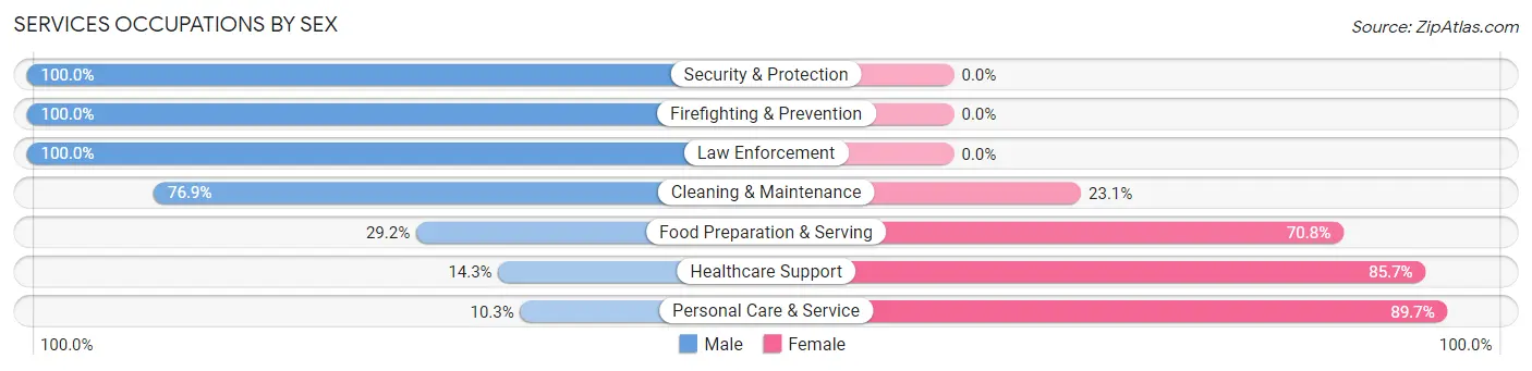 Services Occupations by Sex in Zip Code 37205