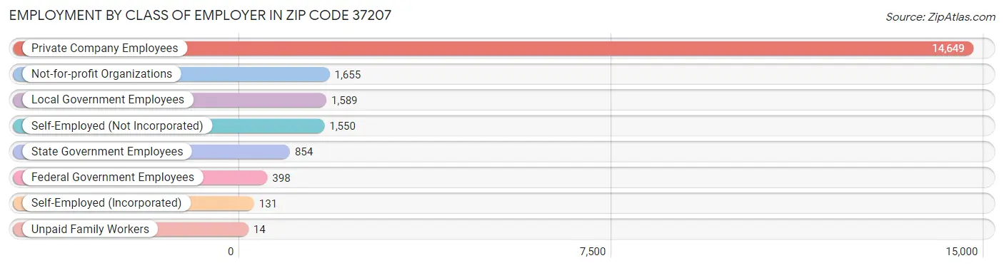 Employment by Class of Employer in Zip Code 37207