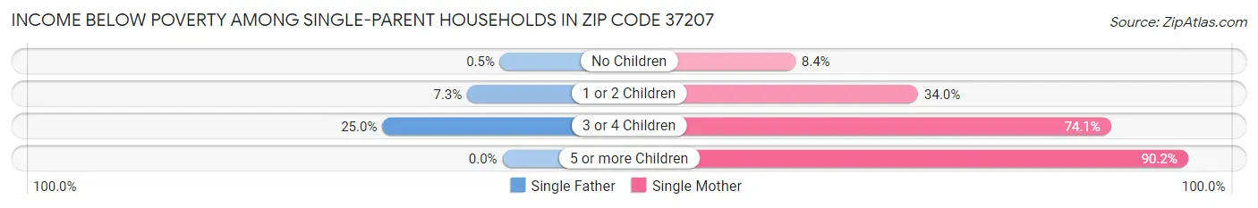 Income Below Poverty Among Single-Parent Households in Zip Code 37207