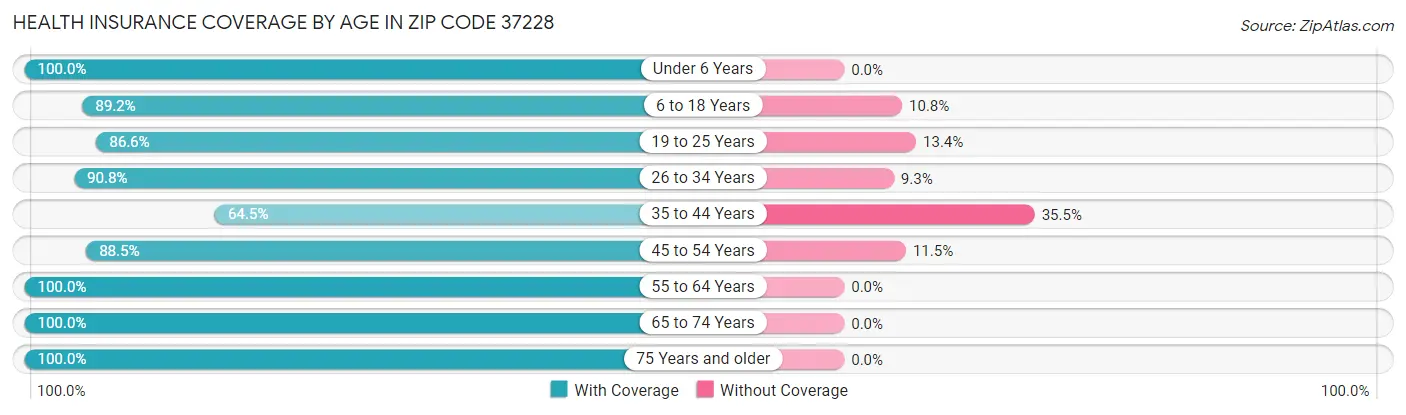 Health Insurance Coverage by Age in Zip Code 37228