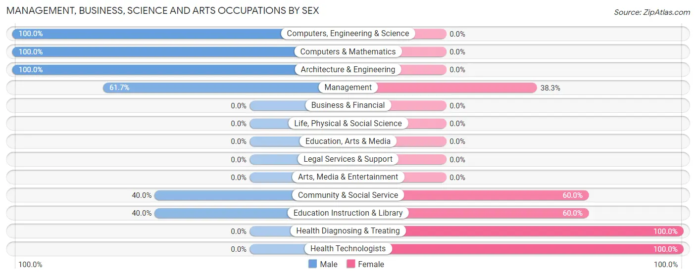 Management, Business, Science and Arts Occupations by Sex in Zip Code 37301