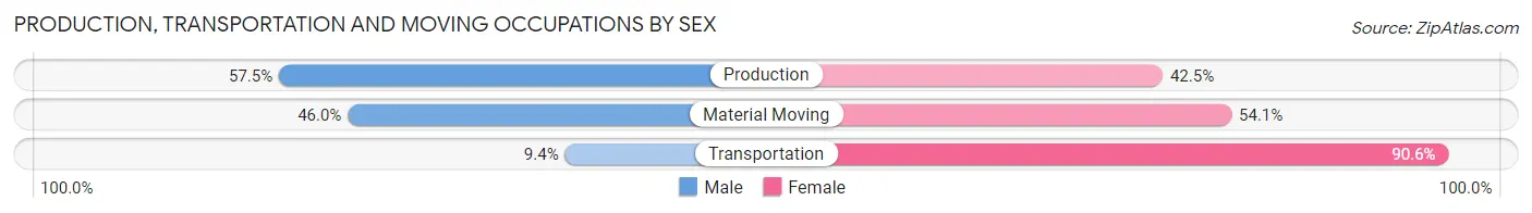 Production, Transportation and Moving Occupations by Sex in Zip Code 37301