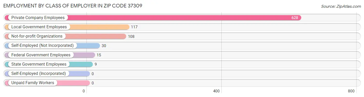 Employment by Class of Employer in Zip Code 37309