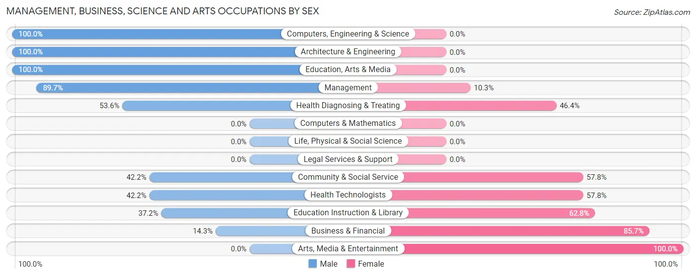 Management, Business, Science and Arts Occupations by Sex in Zip Code 37313