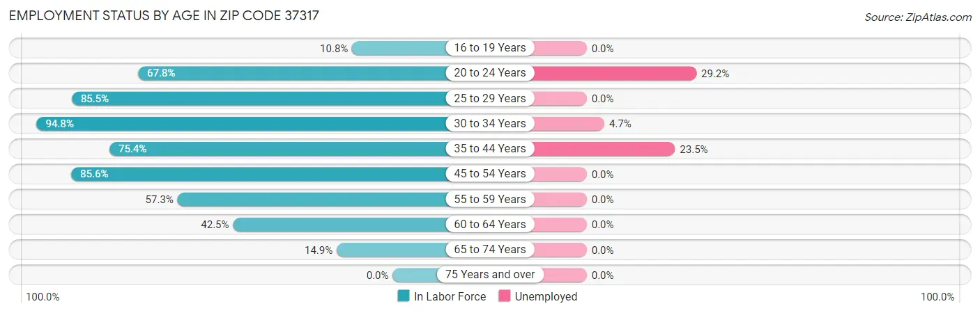 Employment Status by Age in Zip Code 37317