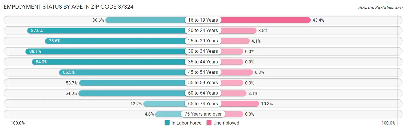 Employment Status by Age in Zip Code 37324