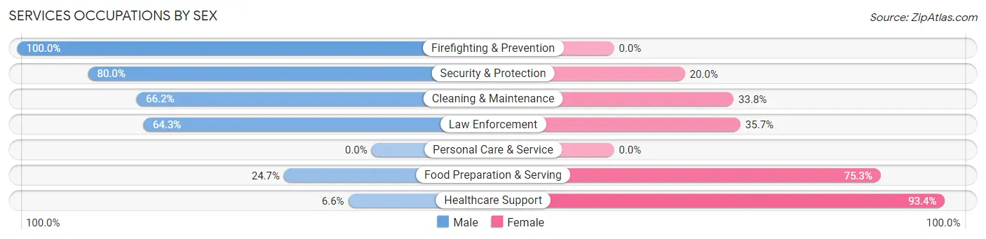 Services Occupations by Sex in Zip Code 37324