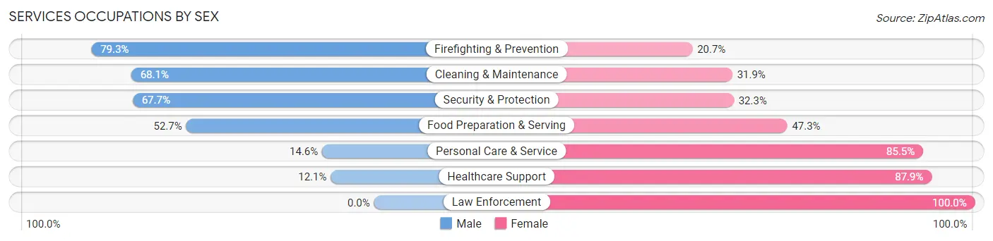 Services Occupations by Sex in Zip Code 37327