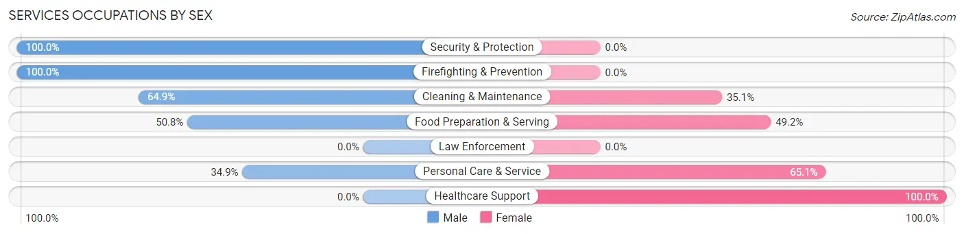 Services Occupations by Sex in Zip Code 37331