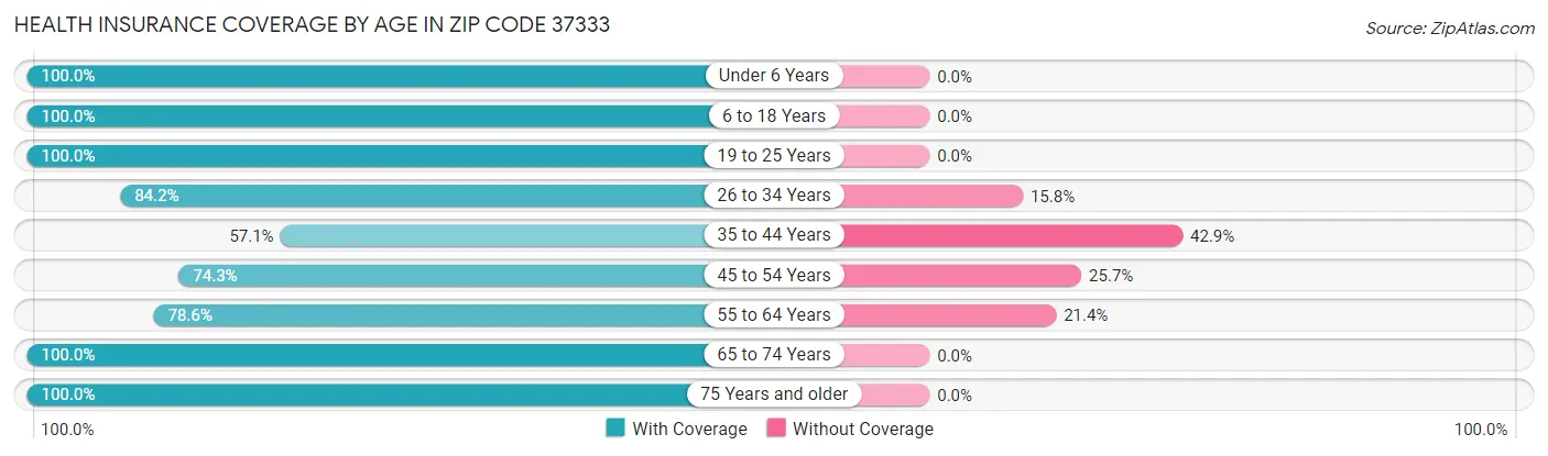 Health Insurance Coverage by Age in Zip Code 37333