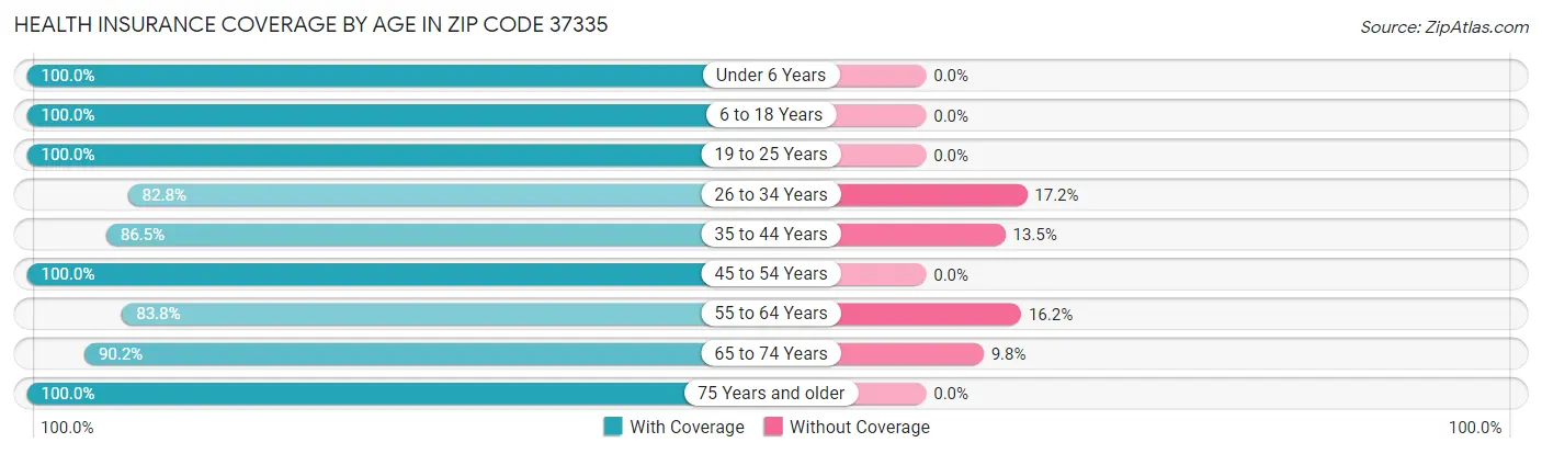 Health Insurance Coverage by Age in Zip Code 37335