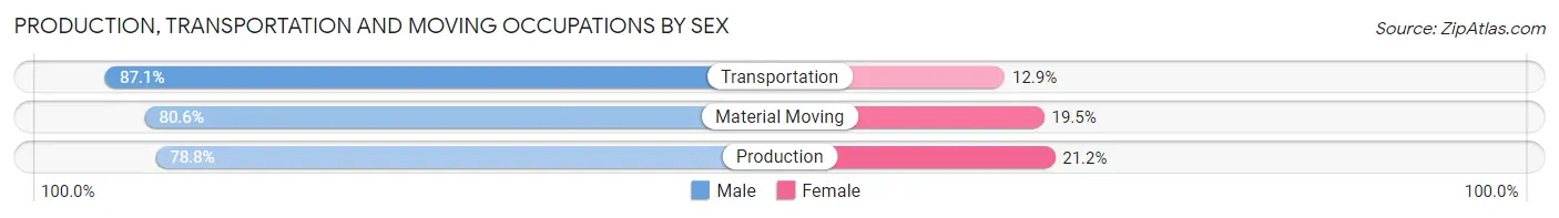 Production, Transportation and Moving Occupations by Sex in Zip Code 37343
