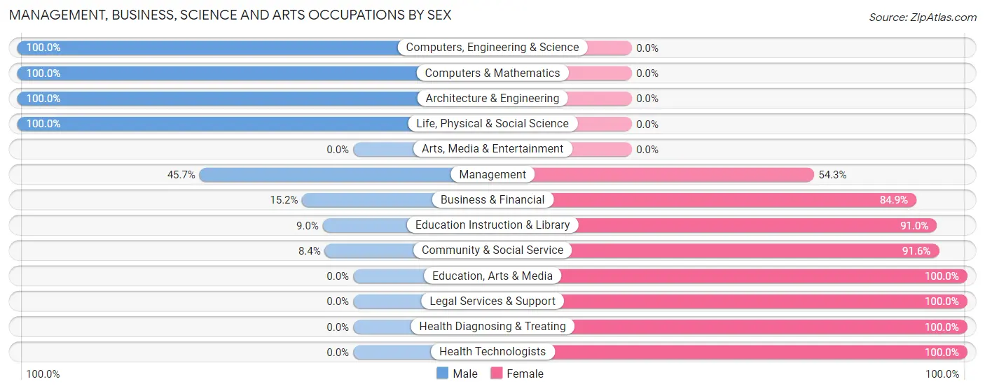 Management, Business, Science and Arts Occupations by Sex in Zip Code 37345