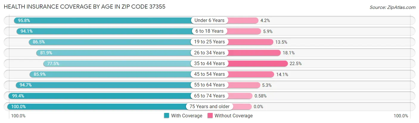 Health Insurance Coverage by Age in Zip Code 37355