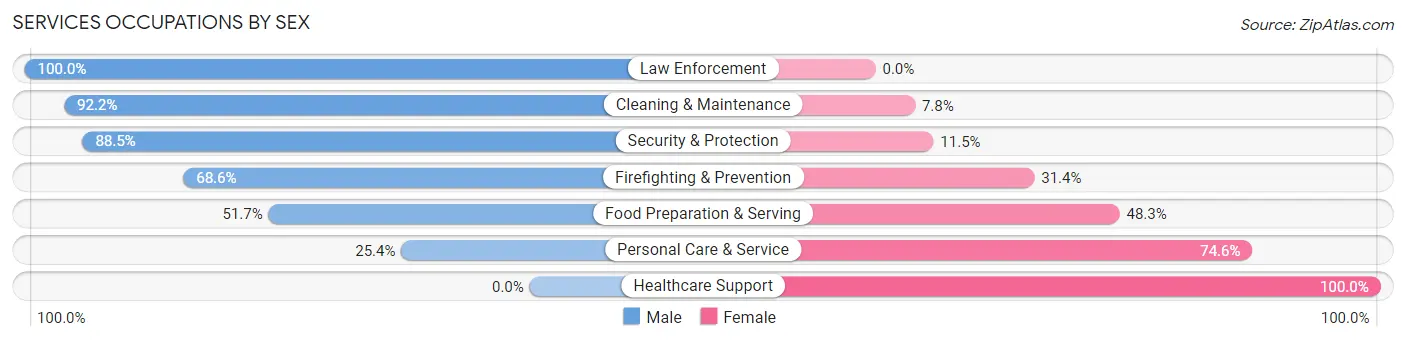 Services Occupations by Sex in Zip Code 37357