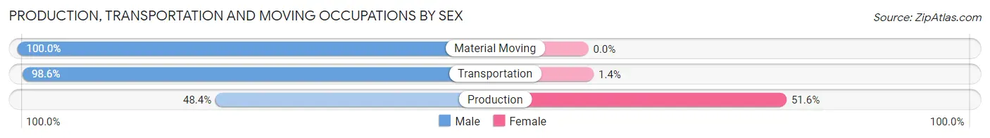 Production, Transportation and Moving Occupations by Sex in Zip Code 37365