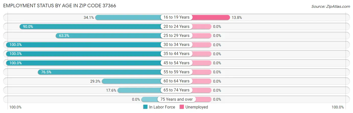 Employment Status by Age in Zip Code 37366