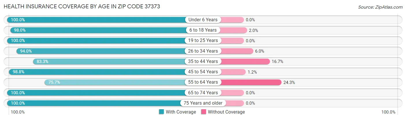Health Insurance Coverage by Age in Zip Code 37373
