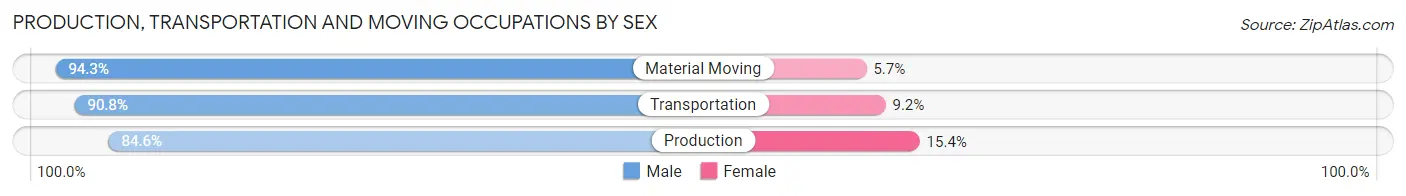 Production, Transportation and Moving Occupations by Sex in Zip Code 37381