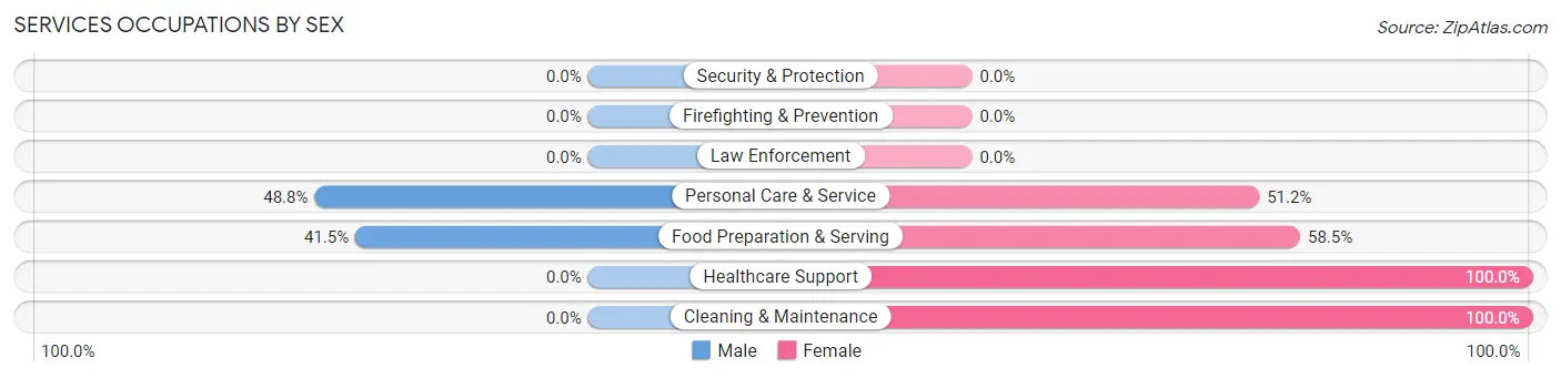 Services Occupations by Sex in Zip Code 37402