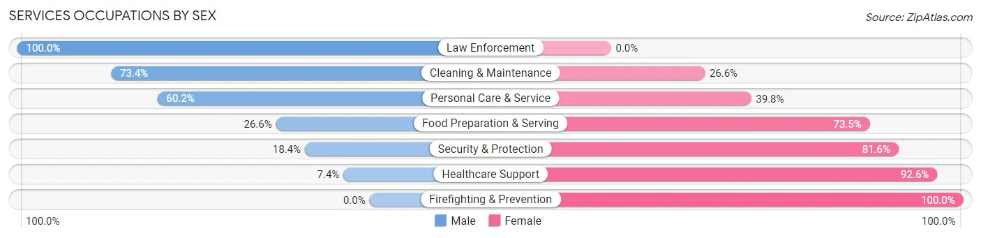 Services Occupations by Sex in Zip Code 37403