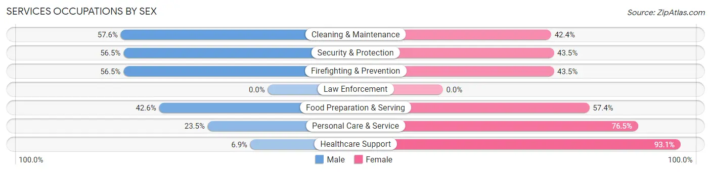 Services Occupations by Sex in Zip Code 37404