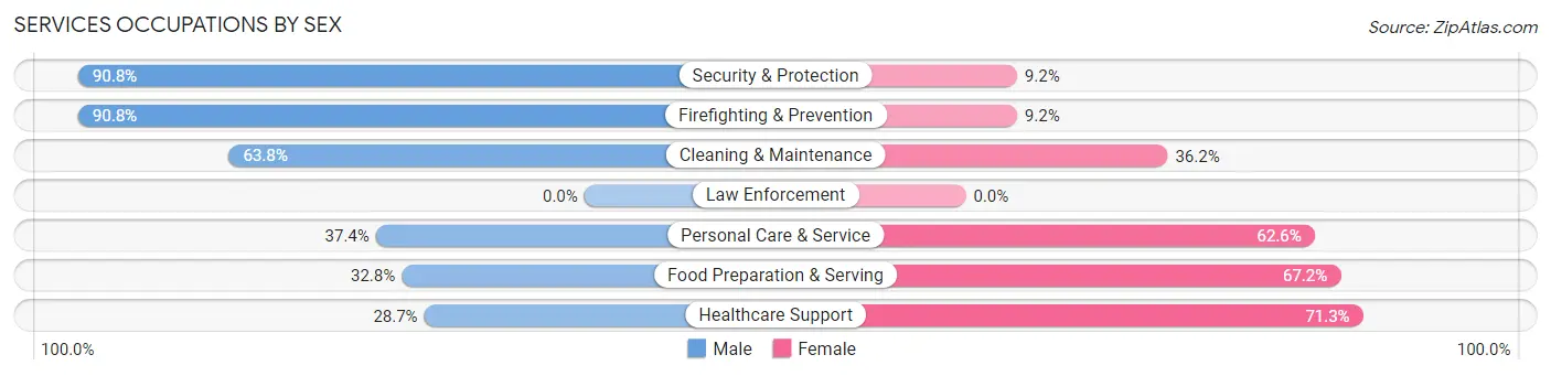 Services Occupations by Sex in Zip Code 37405