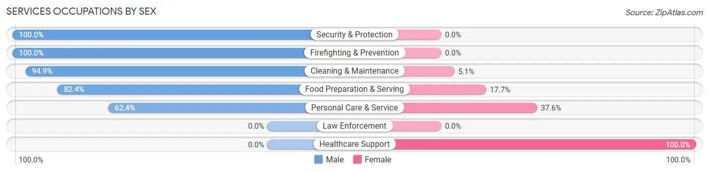 Services Occupations by Sex in Zip Code 37409