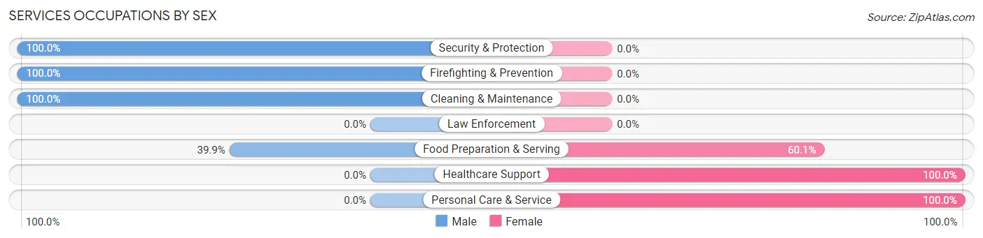 Services Occupations by Sex in Zip Code 37410