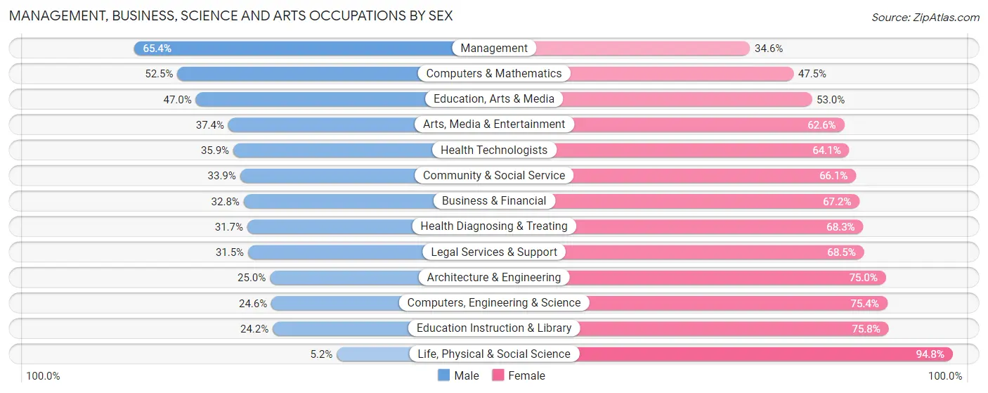 Management, Business, Science and Arts Occupations by Sex in Zip Code 37411