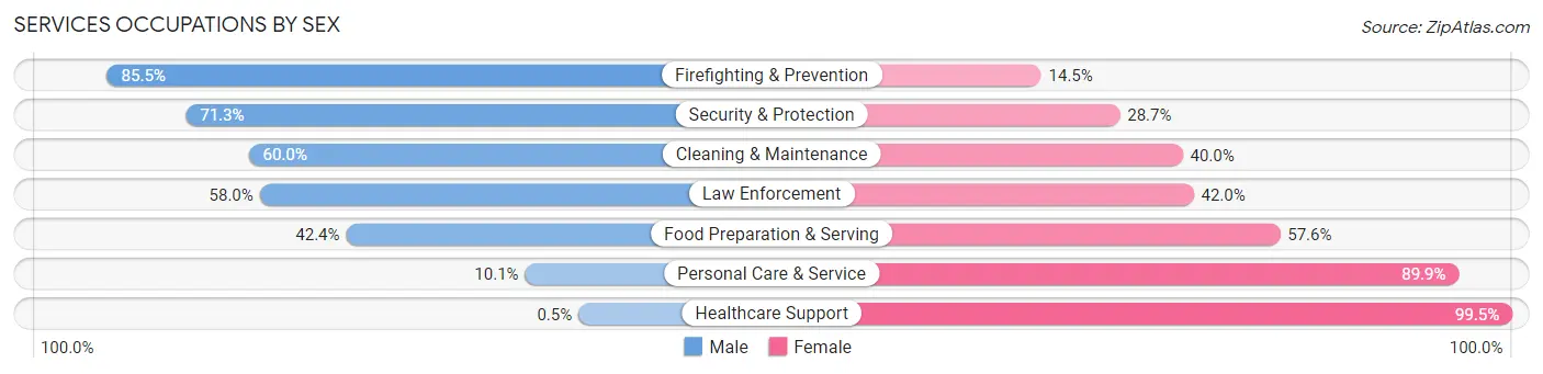 Services Occupations by Sex in Zip Code 37416