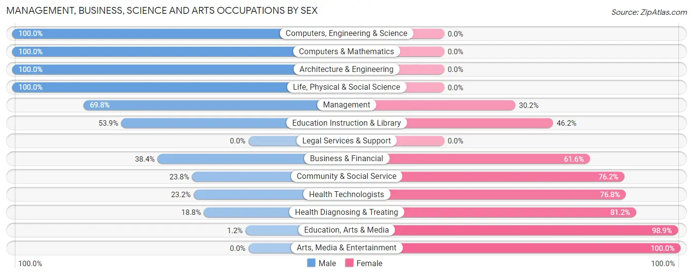 Management, Business, Science and Arts Occupations by Sex in Zip Code 37419