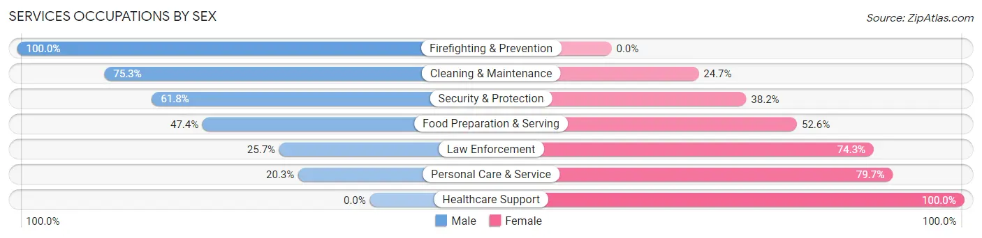 Services Occupations by Sex in Zip Code 37617