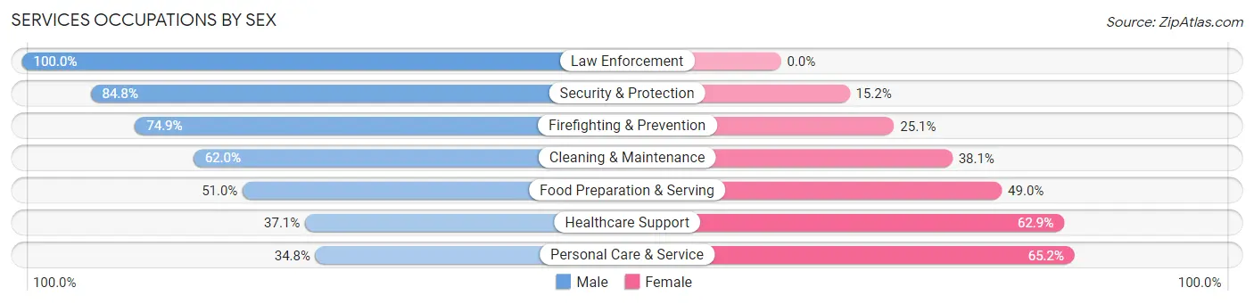 Services Occupations by Sex in Zip Code 37620