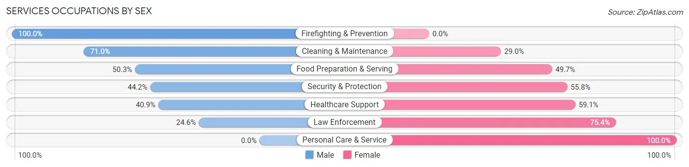 Services Occupations by Sex in Zip Code 37640