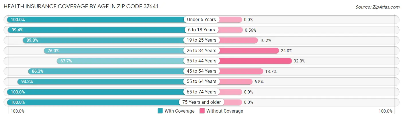 Health Insurance Coverage by Age in Zip Code 37641