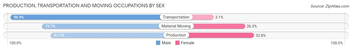 Production, Transportation and Moving Occupations by Sex in Zip Code 37641