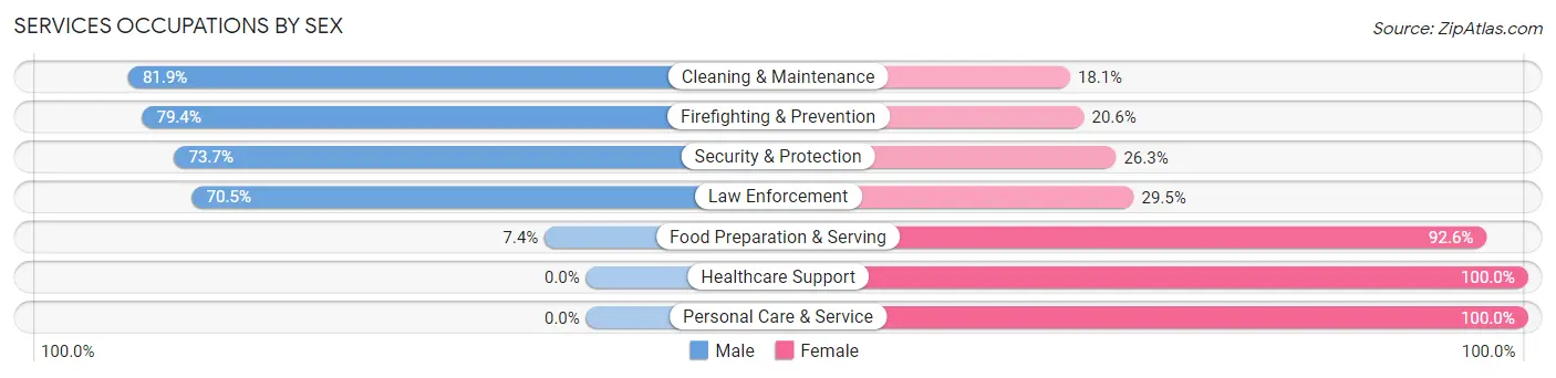 Services Occupations by Sex in Zip Code 37641
