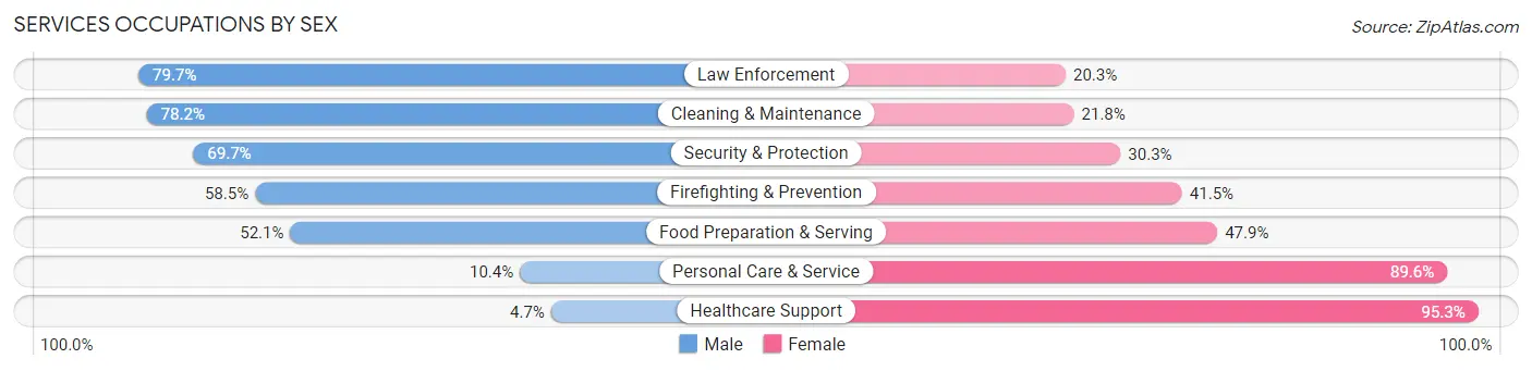 Services Occupations by Sex in Zip Code 37643