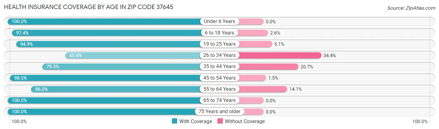 Health Insurance Coverage by Age in Zip Code 37645