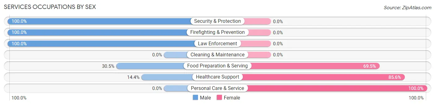 Services Occupations by Sex in Zip Code 37645
