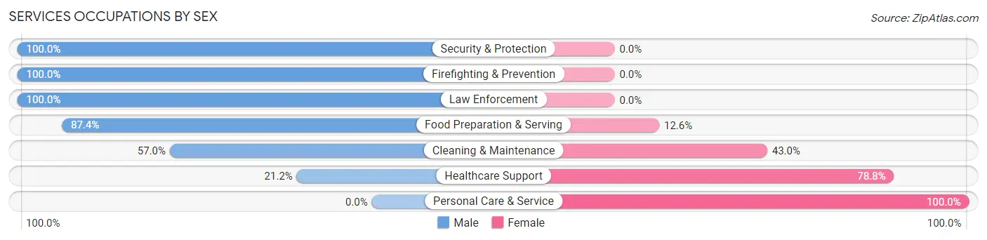 Services Occupations by Sex in Zip Code 37650
