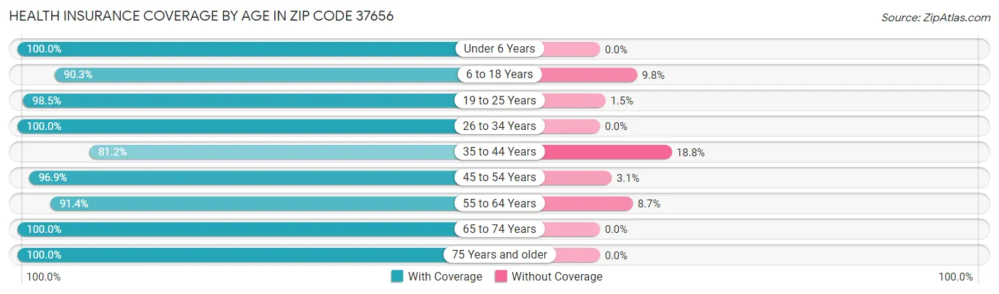 Health Insurance Coverage by Age in Zip Code 37656