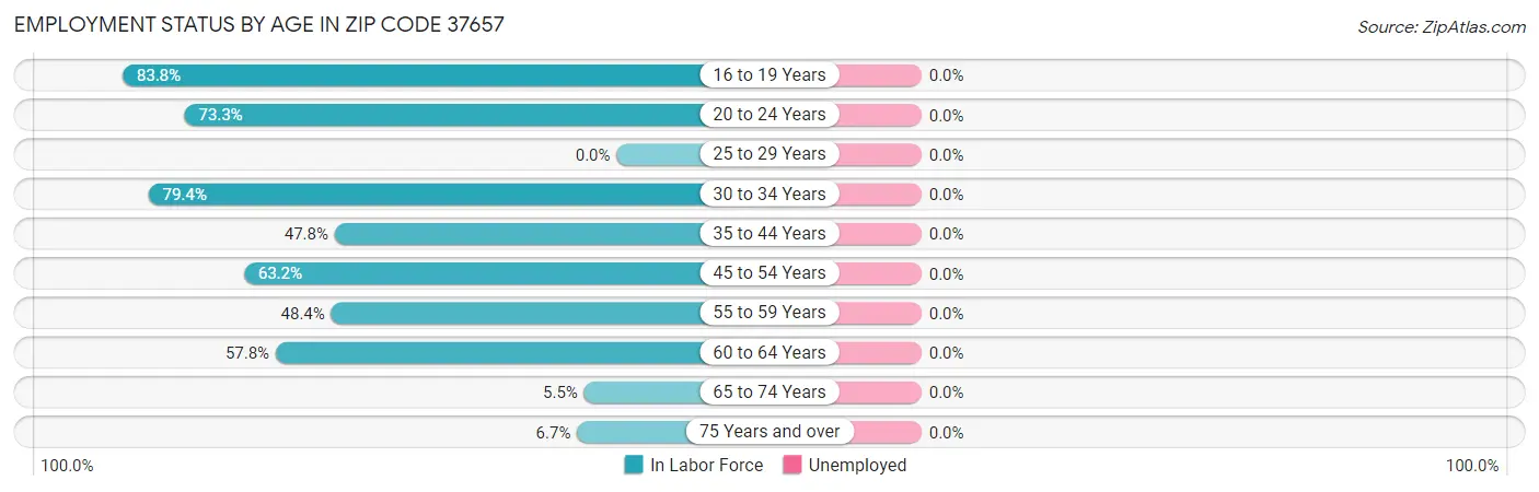 Employment Status by Age in Zip Code 37657