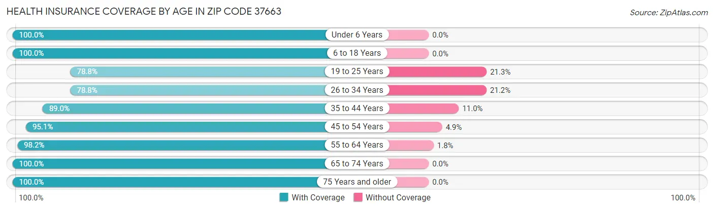 Health Insurance Coverage by Age in Zip Code 37663