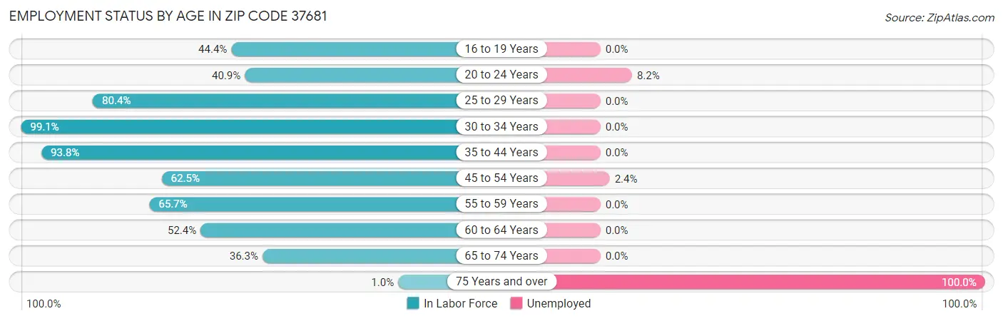 Employment Status by Age in Zip Code 37681