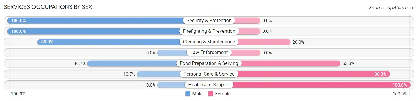 Services Occupations by Sex in Zip Code 37686