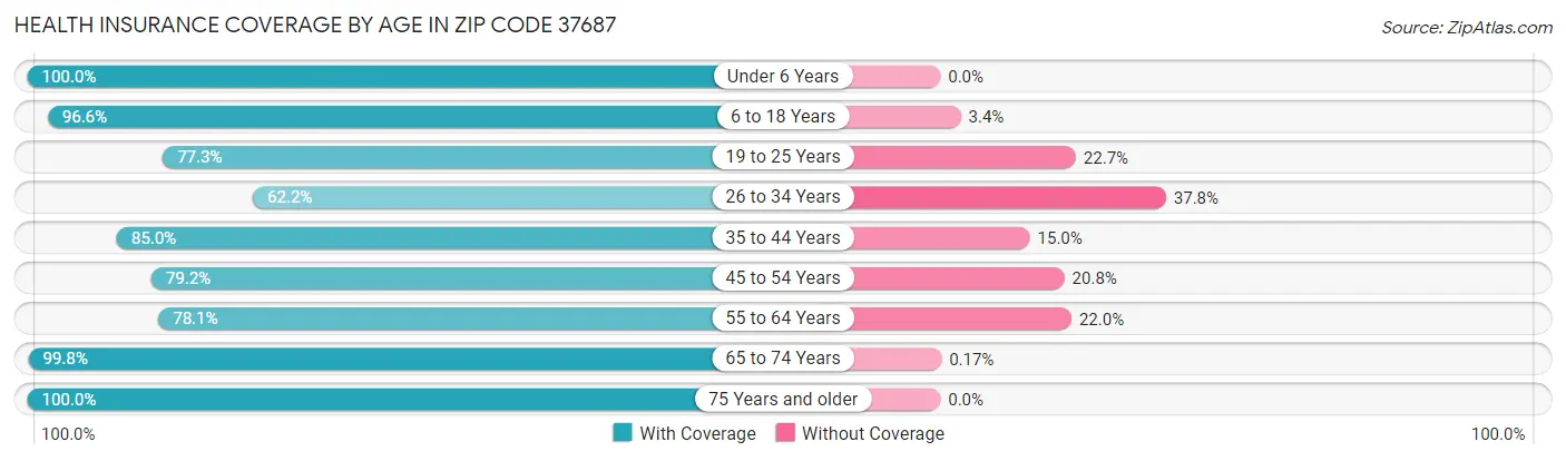 Health Insurance Coverage by Age in Zip Code 37687