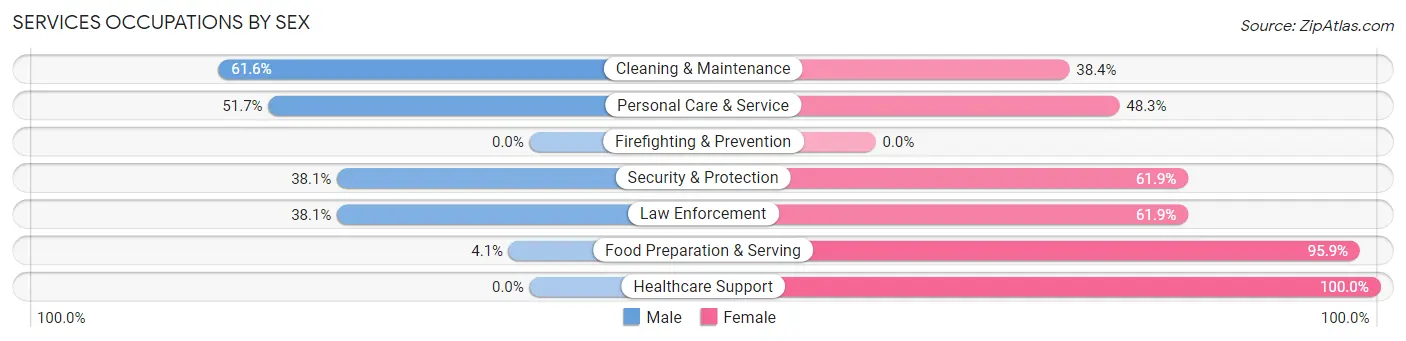 Services Occupations by Sex in Zip Code 37687